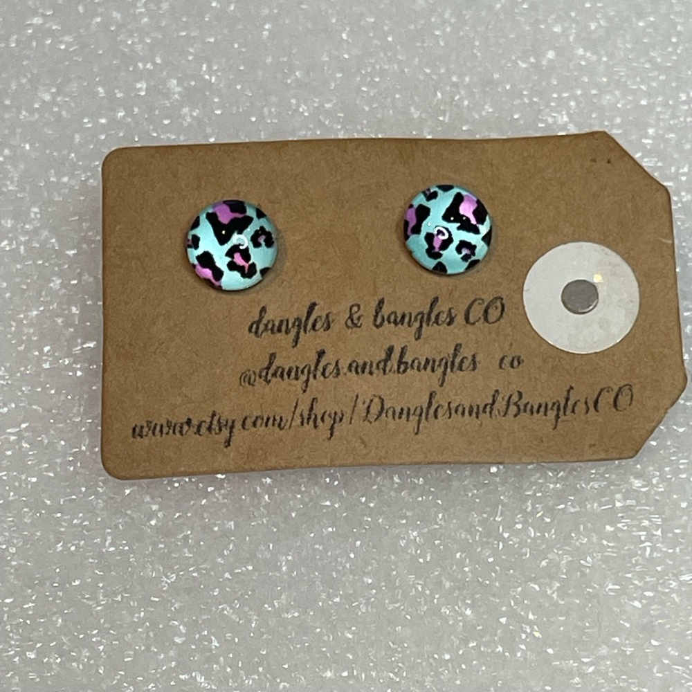5/$25- Colourful animal print stud earrings